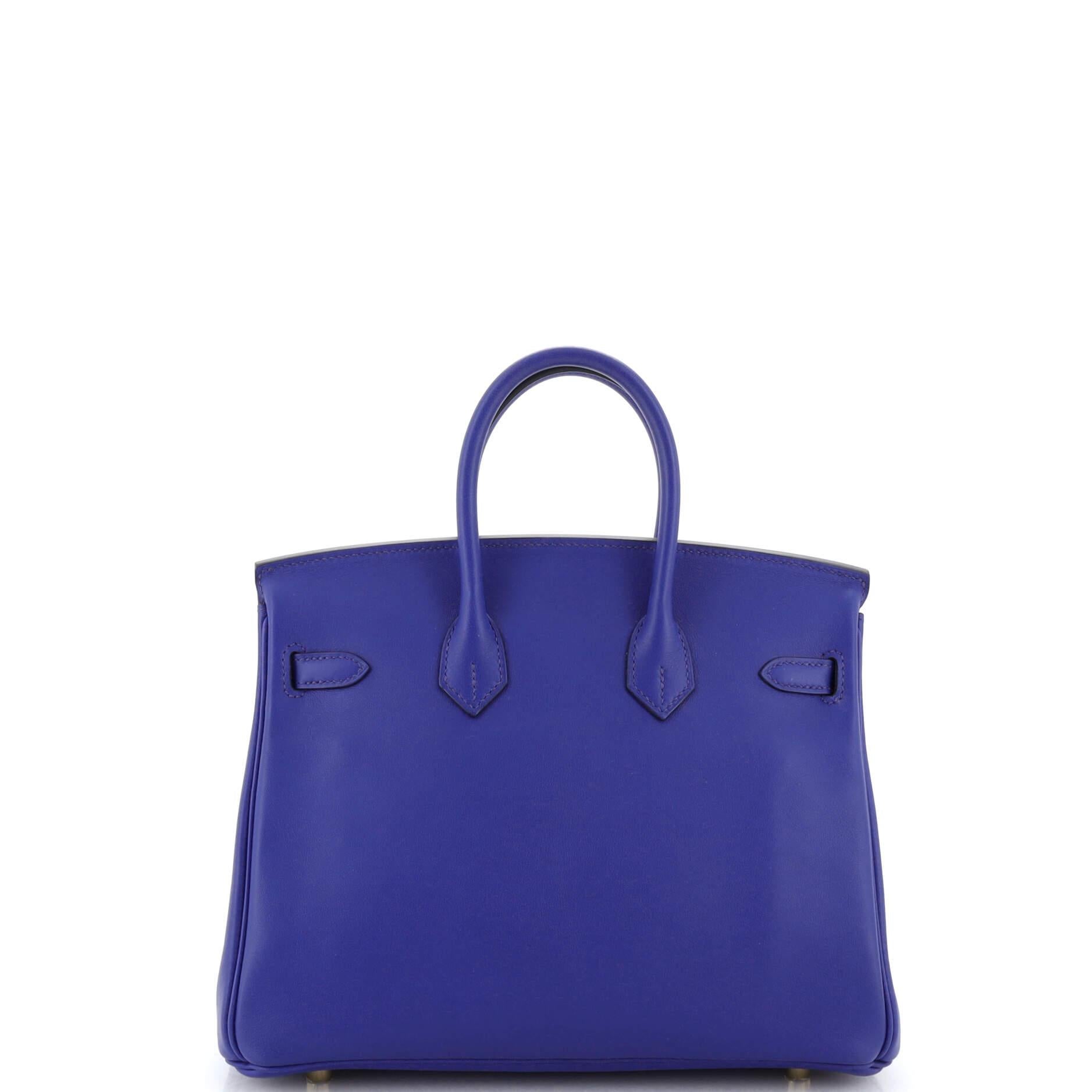 Hermes Birkin Handbag Bleu Electrique Swift with Gold Hardware 25 In Fair Condition In NY, NY