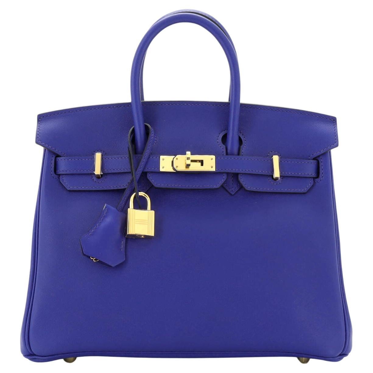 Hermes Birkin Handbag Bleu Electrique Swift with Gold Hardware 25