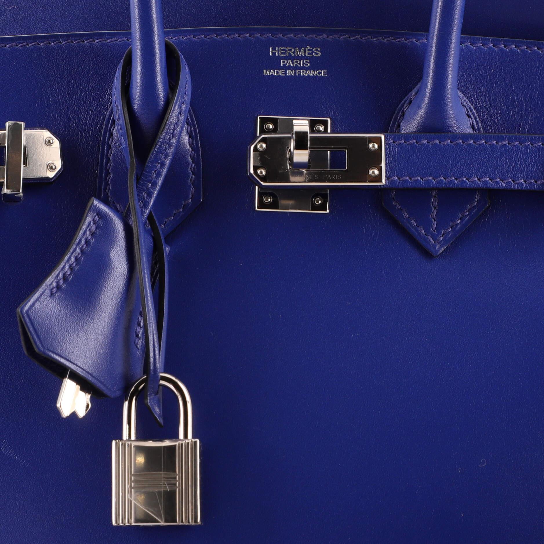 Hermes Birkin Handbag Bleu Electrique Tadelakt with Palladium Hardware 25 3