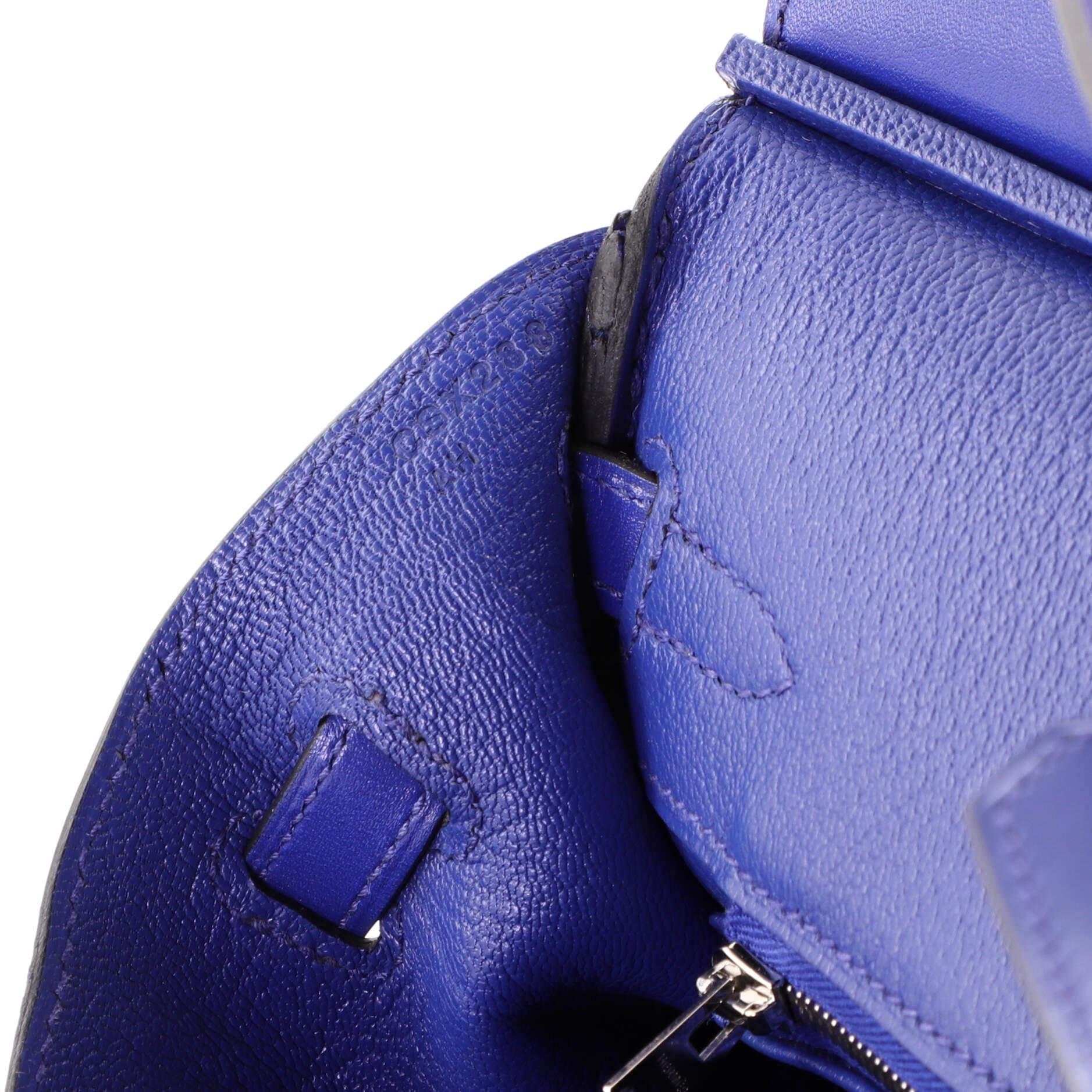 Hermes Birkin Handbag Bleu Electrique Tadelakt with Palladium Hardware 25 5