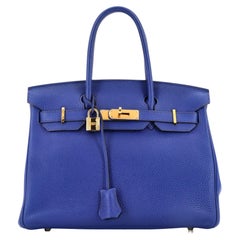 Hermes Birkin Handbag Bleu Electrique Togo with Gold Hardware 30