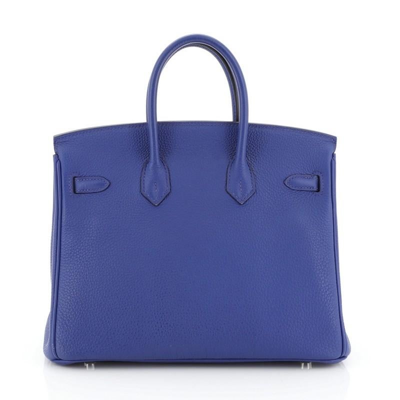 Purple Hermes Birkin Handbag Bleu Electrique Togo with Palladium Hardware 25