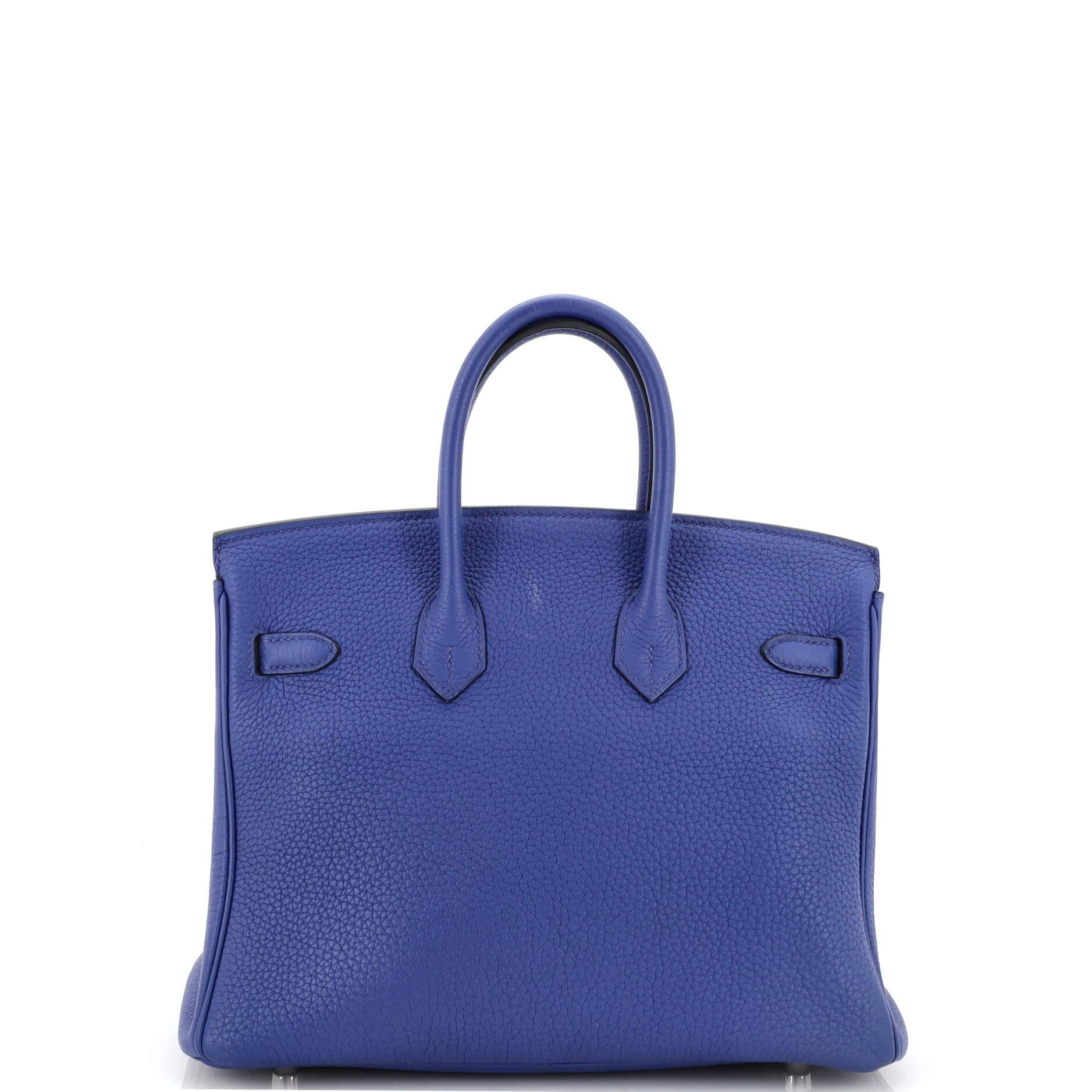 Women's Hermes Birkin Handbag Bleu Electrique Togo with Palladium Hardware 25