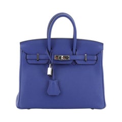 Hermes Birkin Handbag Bleu Electrique Togo with Palladium Hardware 25