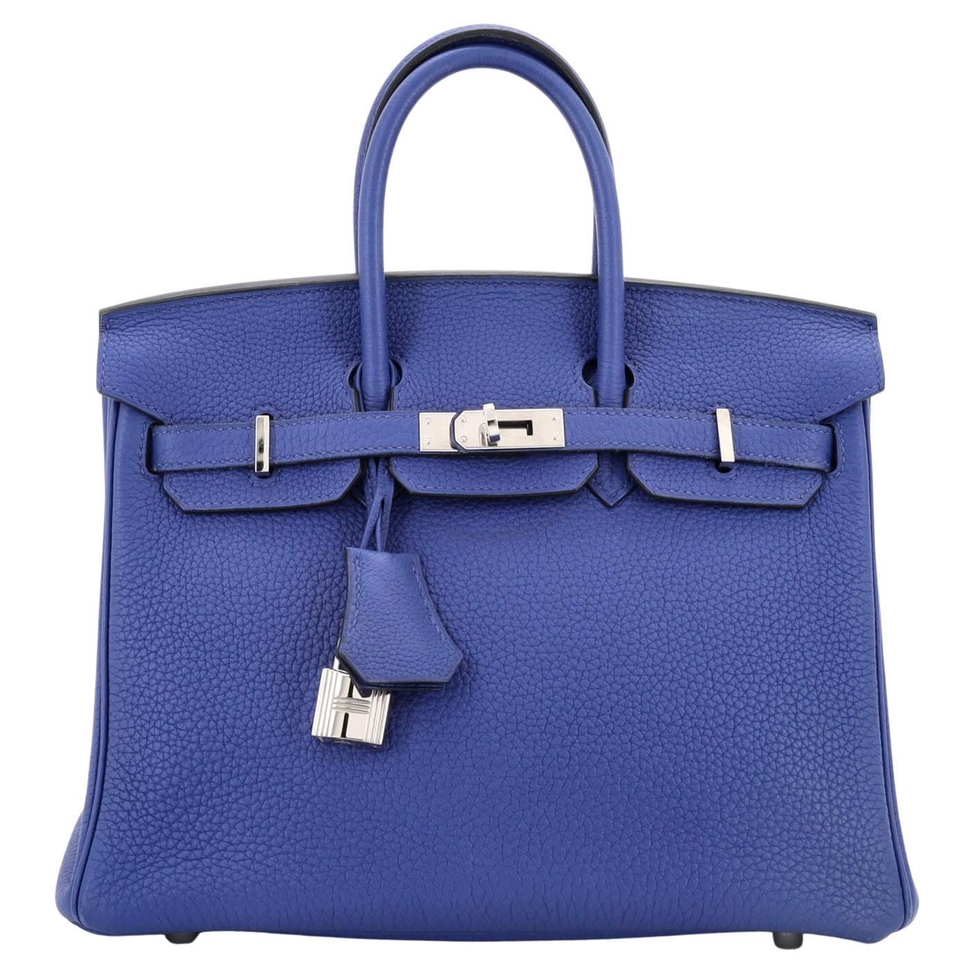 Hermes Birkin Handbag Bleu Electrique Togo with Palladium Hardware 25