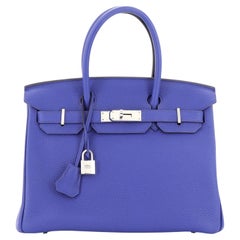 Hermes Birkin Handbag Bleu Electrique Togo with Palladium Hardware 30