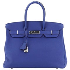Hermes Birkin Handbag Bleu Electrique Togo with Palladium Hardware 35