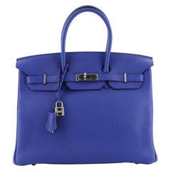 Hermes Birkin Handbag Bleu Electrique Togo With Palladium Hardware 35 