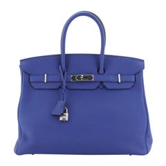  Hermes Birkin Handbag Bleu Electrique Togo with Palladium Hardware 35