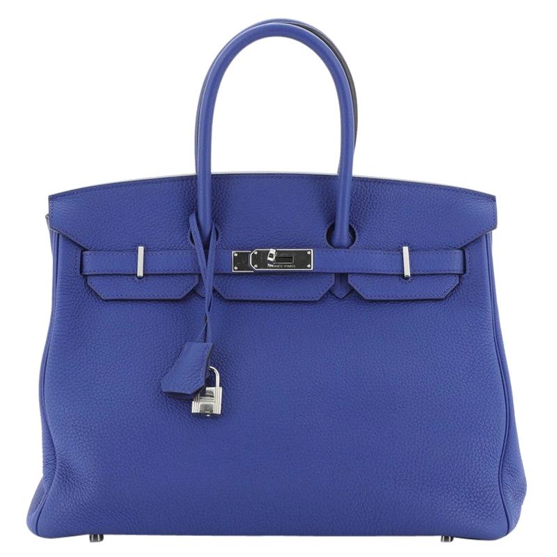 Hermes Birkin Handbag Bleu Electrique Togo with Palladium Hardware 35