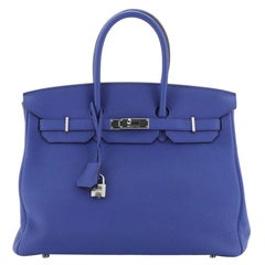 Hermes Birkin Sac à main Bleu Electrique Togo avec matériel Palladium 35