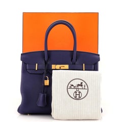 Hermes Birkin Handbag Bleu Encre Togo with Gold Hardware 30