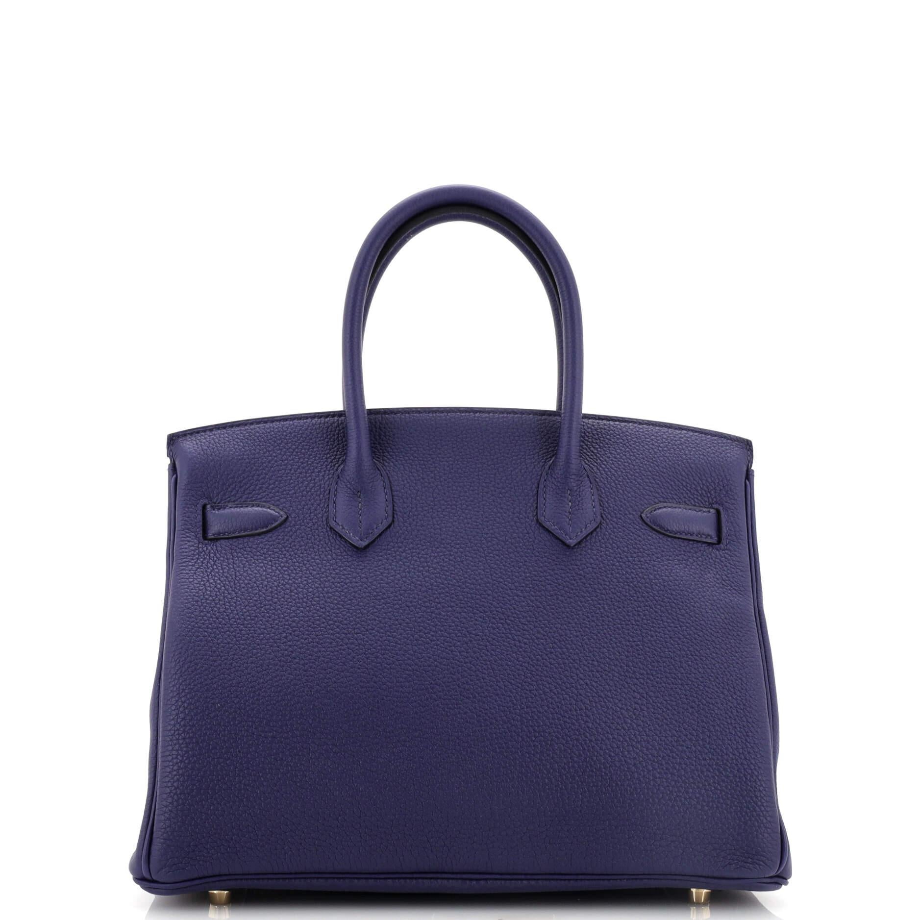 Women's Hermes Birkin Handbag Bleu Encre Togo with Gold Hardware 30 For Sale
