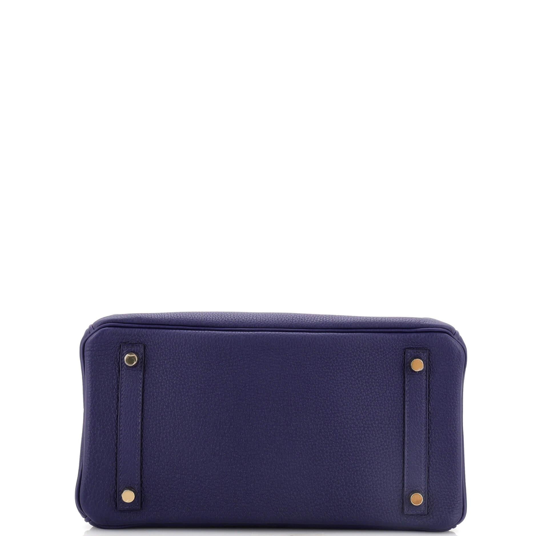 Hermes Birkin Handbag Bleu Encre Togo with Gold Hardware 30 For Sale 1