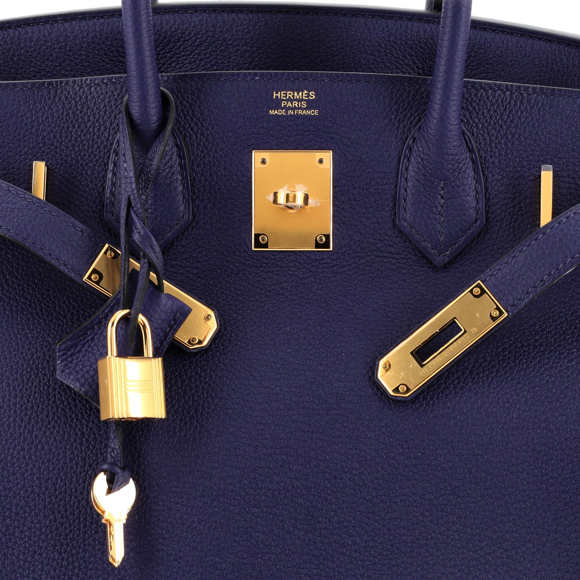 Hermes Birkin Handbag Bleu Encre Togo with Gold Hardware 30 For Sale 3