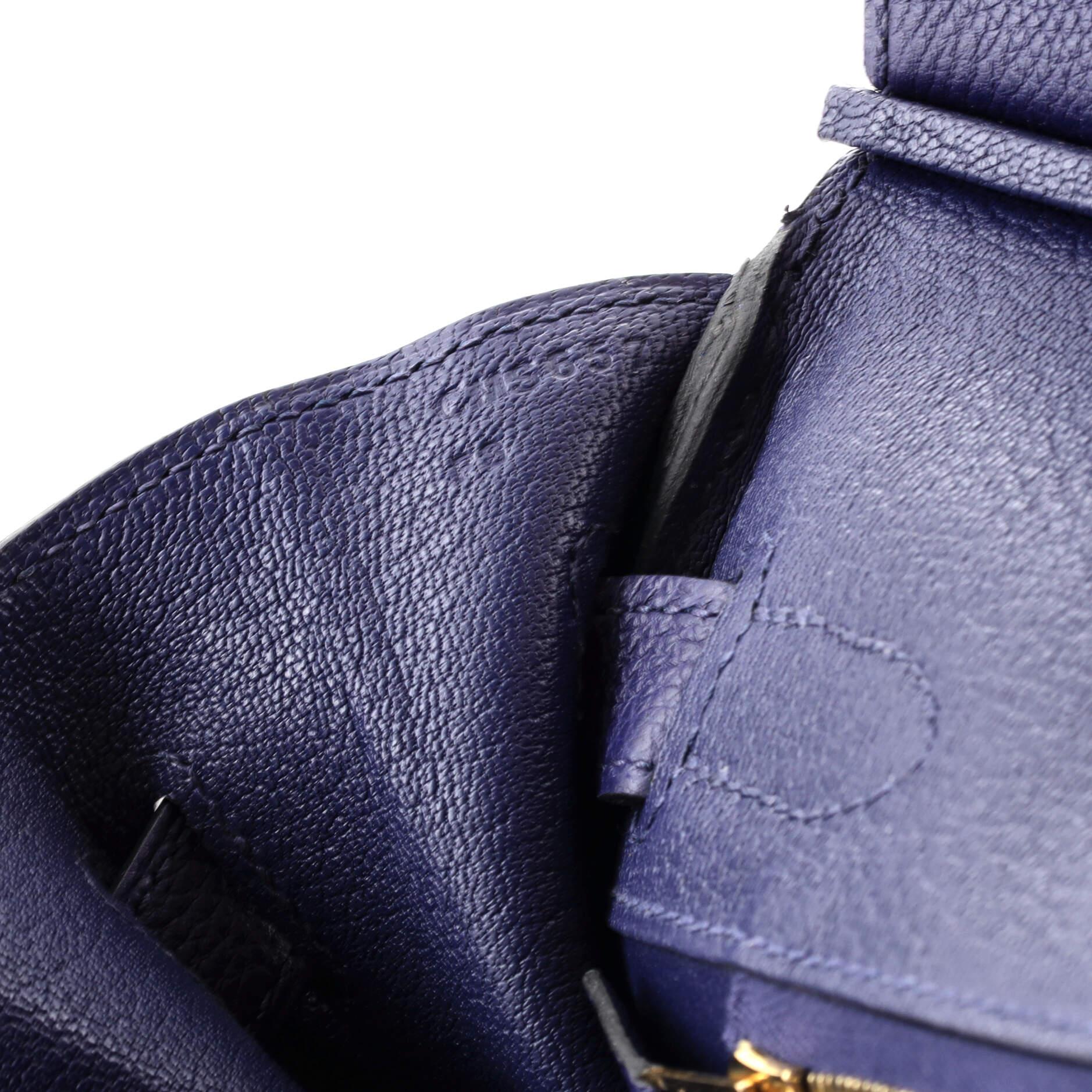 Hermes Birkin Handbag Bleu Encre Togo with Gold Hardware 30 For Sale 4