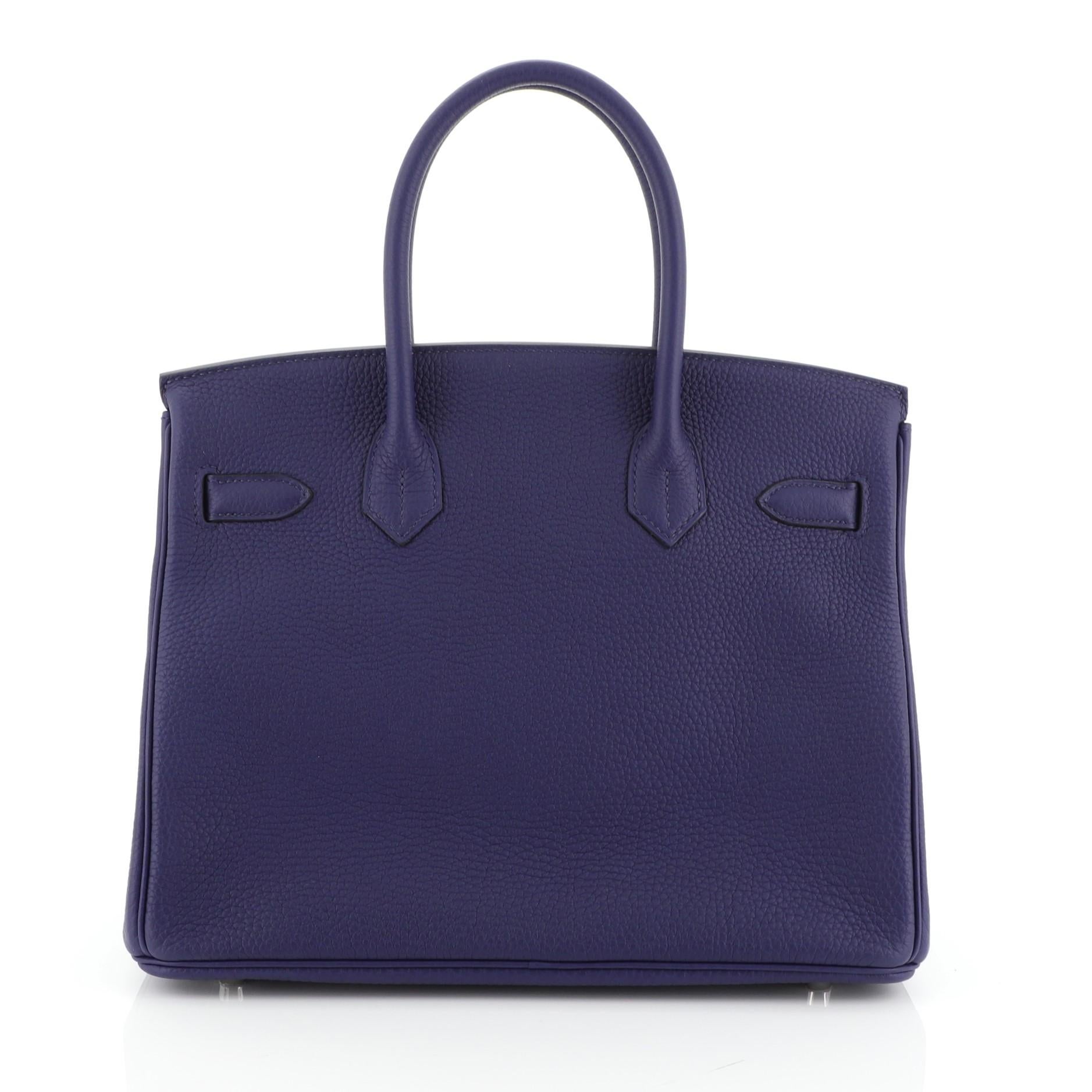 Hermes Birkin Handbag Bleu Encre Togo with Palladium Hardware 30 In Good Condition In NY, NY