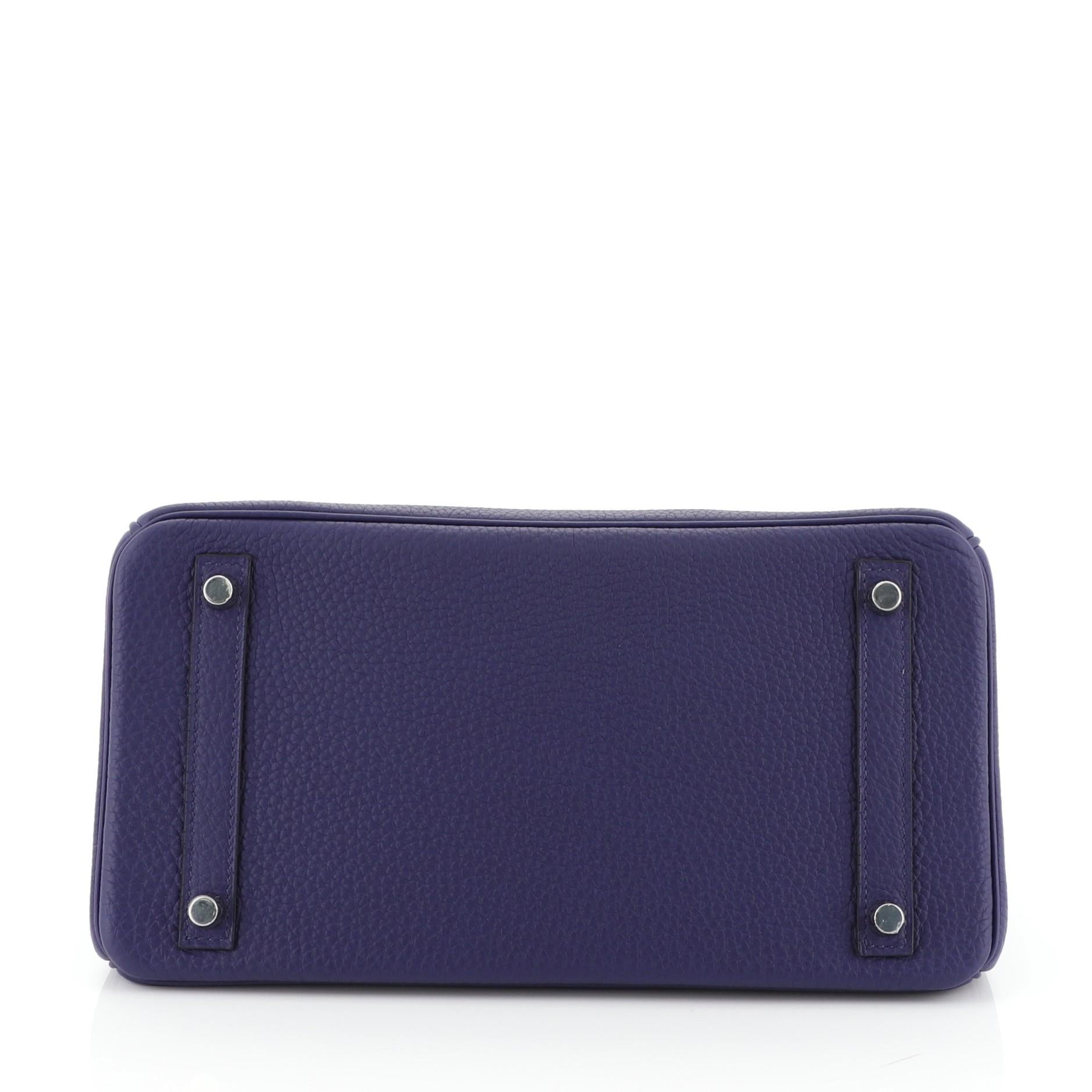 Women's or Men's Hermes Birkin Handbag Bleu Encre Togo with Palladium Hardware 30