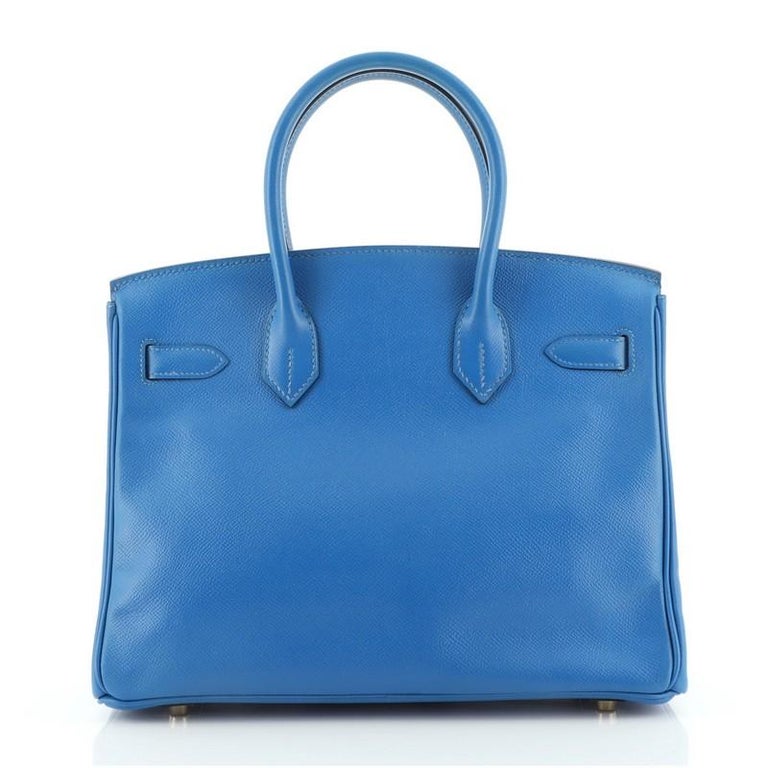 Hermes Birkin Handbag Bleu France Courchevel with Gold Hardware 30 at ...