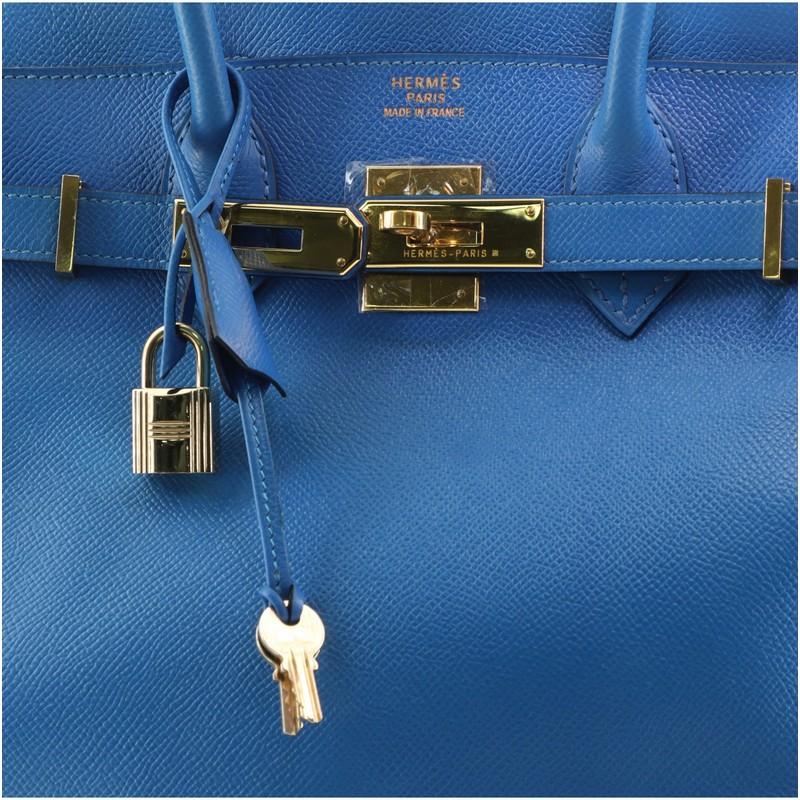 Blue Hermes Birkin Handbag Bleu France Courchevel with Gold Hardware 30
