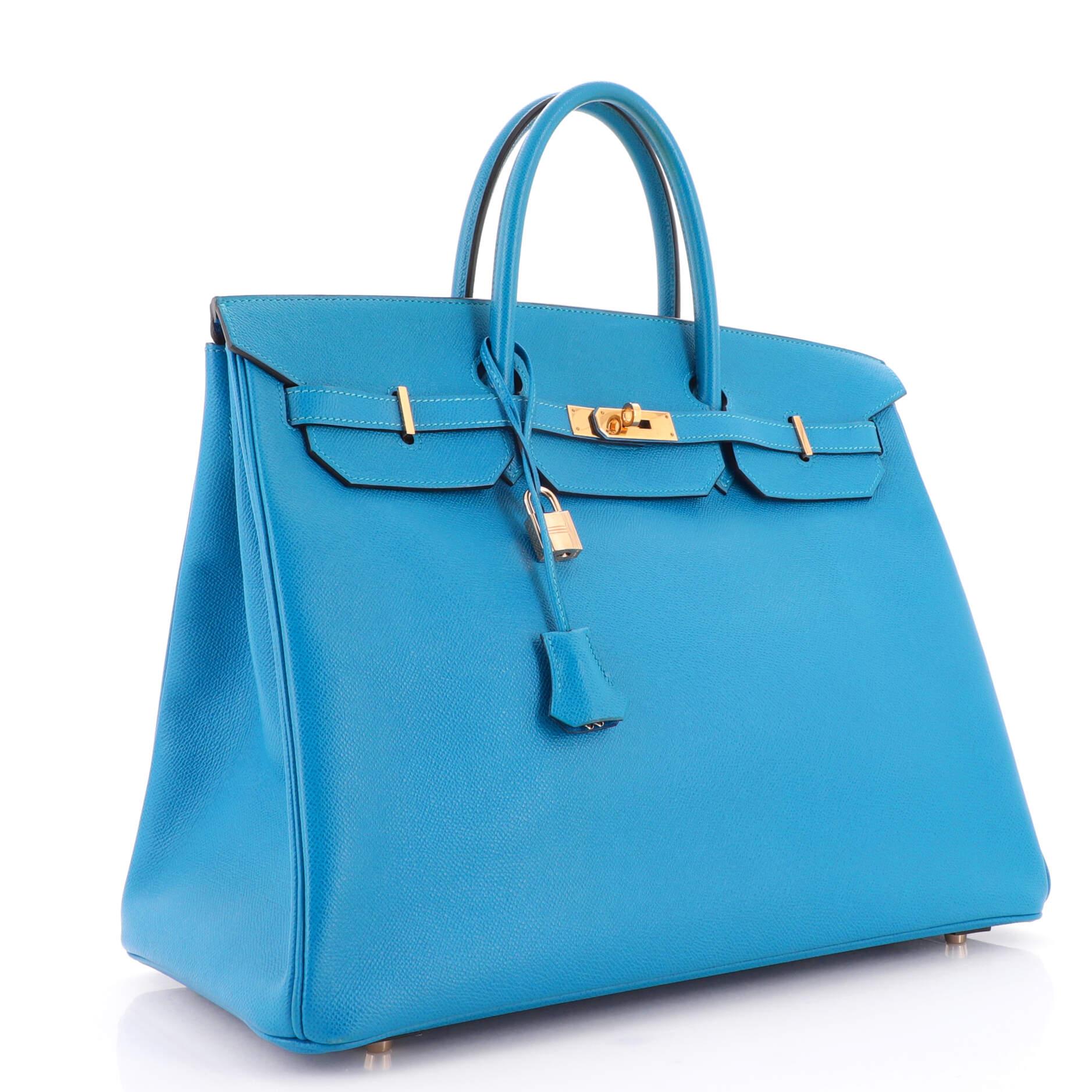 Hermes Birkin Handbag Bleu France Epsom with Gold Hardware 40 In Good Condition In NY, NY