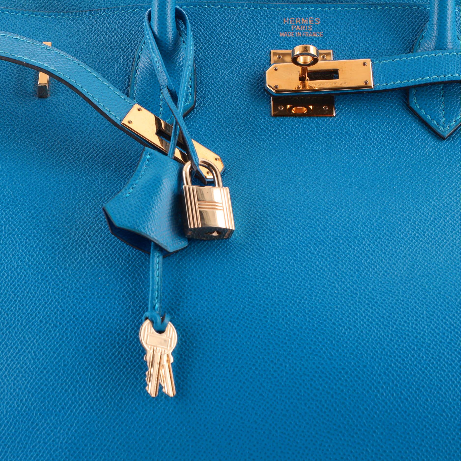 Hermes Birkin Handbag Bleu France Epsom with Gold Hardware 40 2
