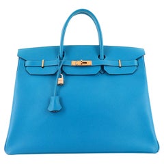 Hermes Birkin Handbag Bleu France Epsom with Gold Hardware 40