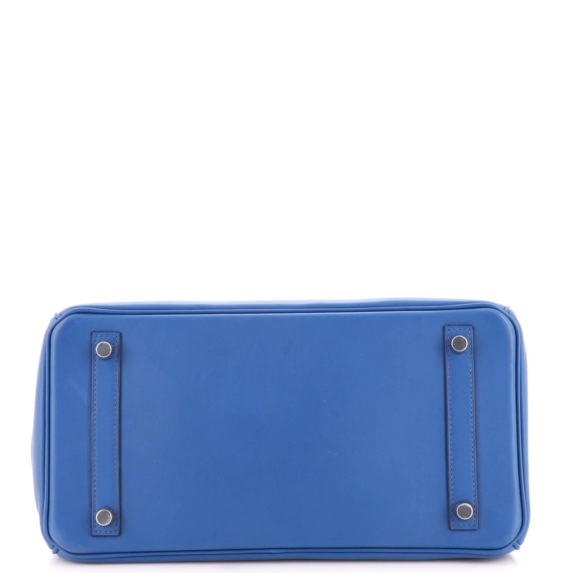 Women's or Men's Hermes Birkin Handbag Bleu France Swift with Palladium Hardware 30