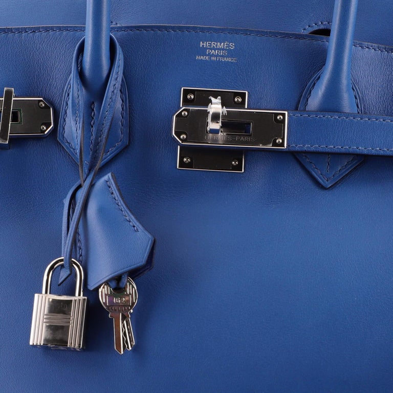 Hermes Navy Blue Swift Leather Palladium Hardware Birkin 25 Bag