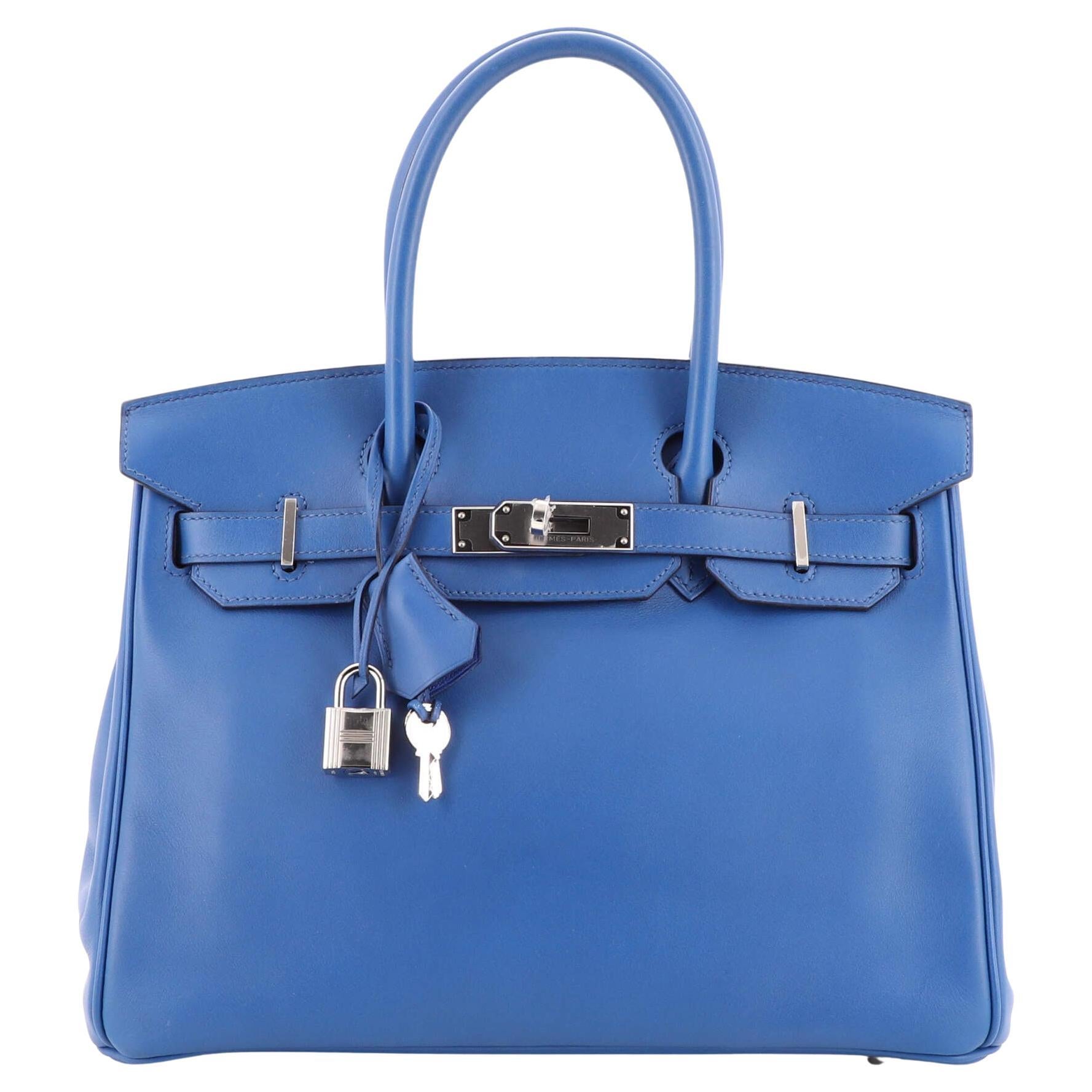 Hermes Birkin Handbag Bleu France Swift with Palladium Hardware 30