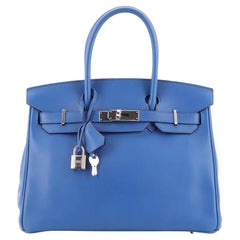 Hermes Birkin Handbag Bleu France Swift with Palladium Hardware 30