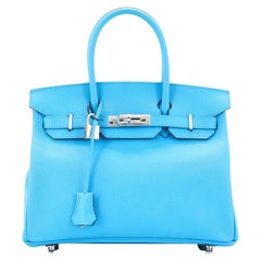 Hermes Birkin Handbag Bleu Frida Epsom with Palladium Hardware 30