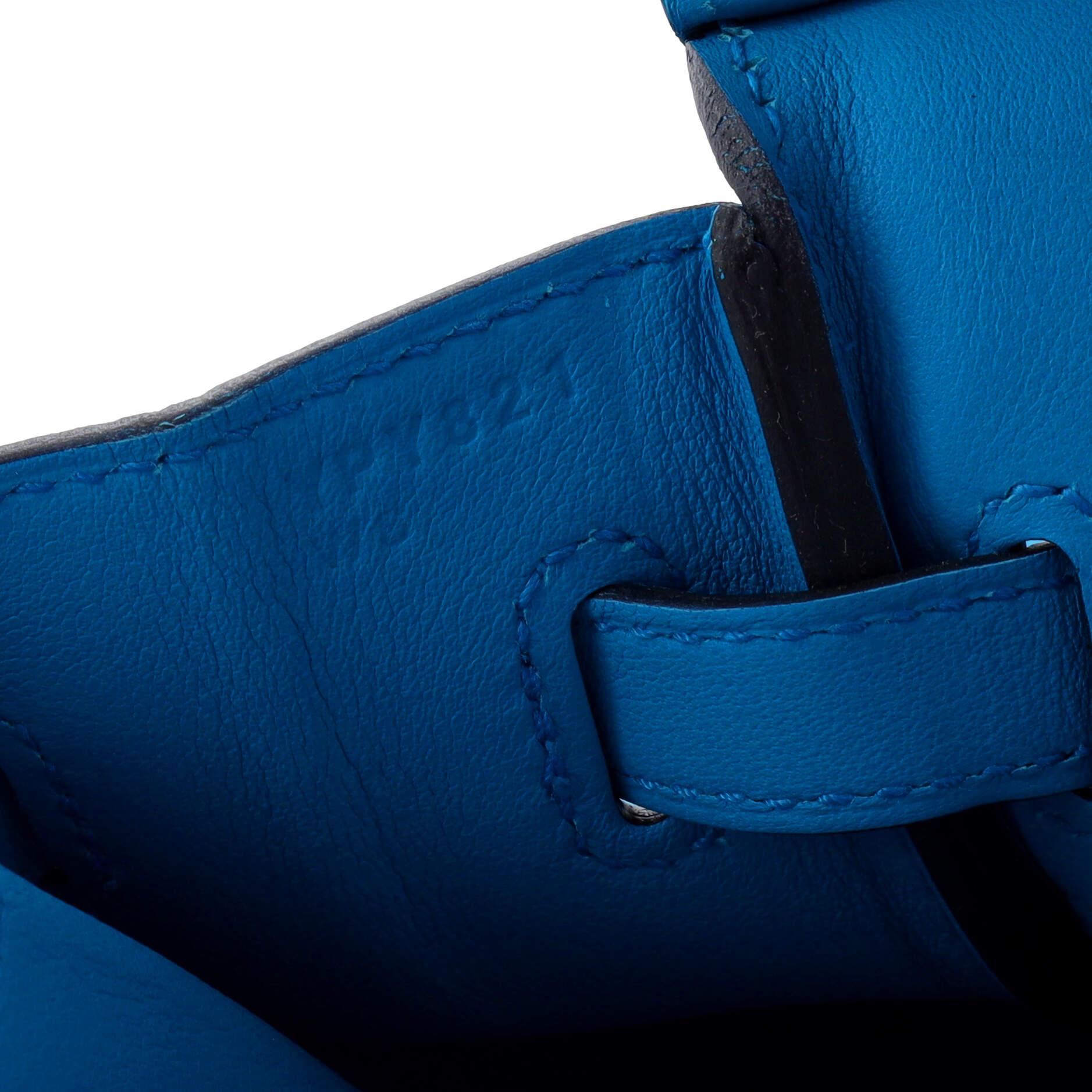 Hermes Birkin Handbag Bleu Frida Swift with Palladium Hardware 25 For Sale 6