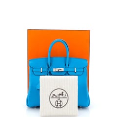 Hermes Birkin Handbag Bleu Frida Swift with Palladium Hardware 25