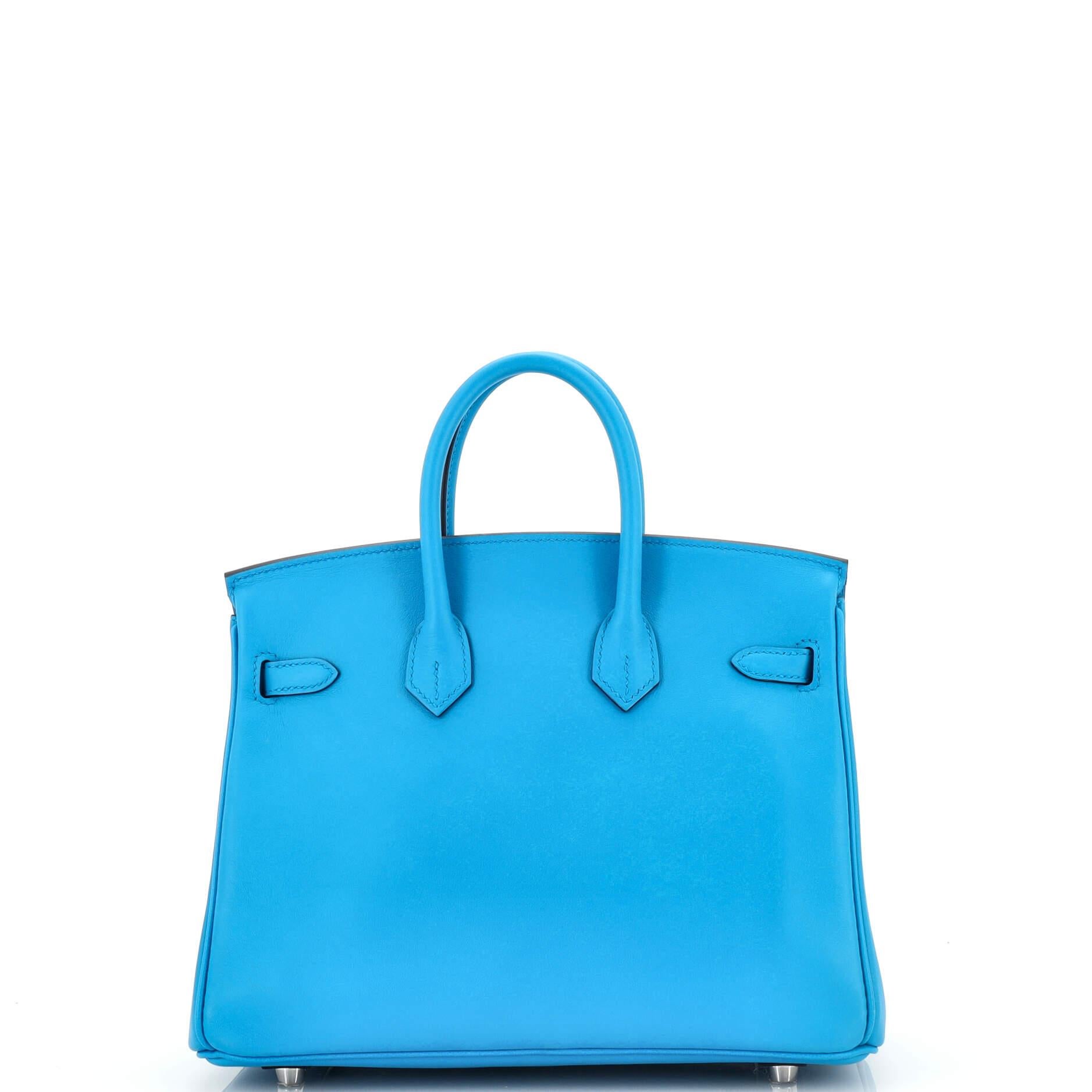 Women's or Men's Hermes Birkin Handbag Bleu Frida Swift with Palladium Hardware 25