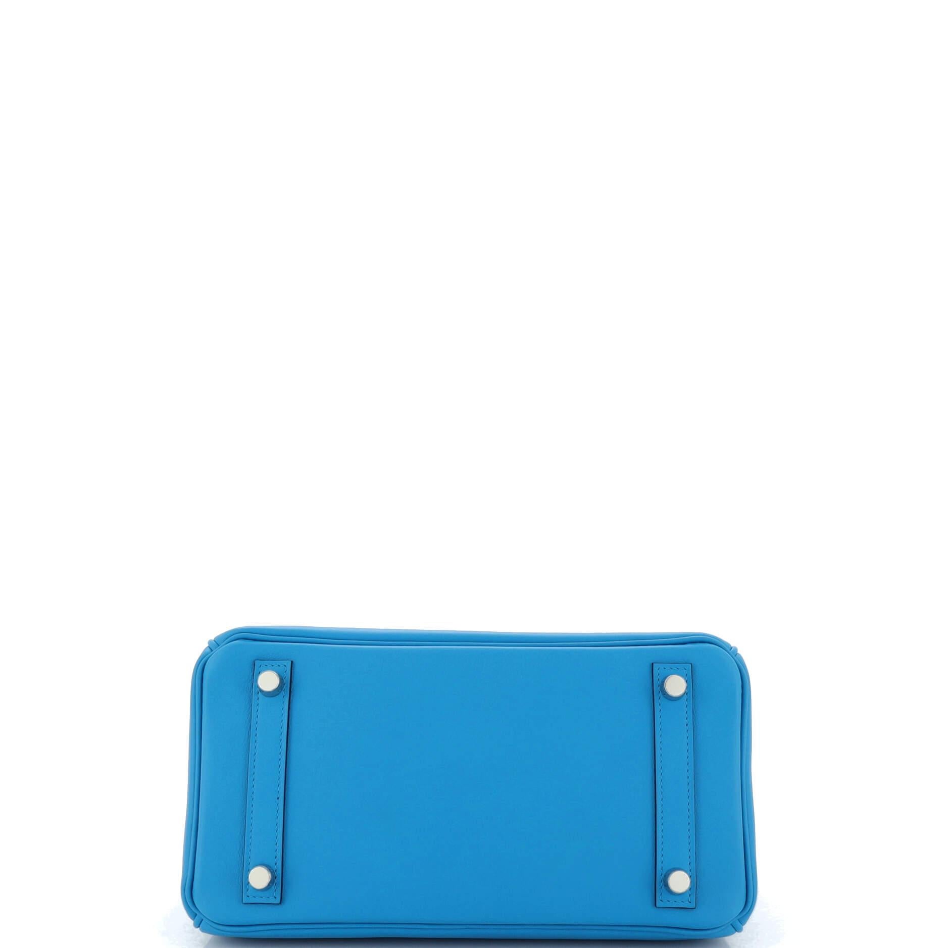 Hermes Birkin Handbag Bleu Frida Swift with Palladium Hardware 25 For Sale 1
