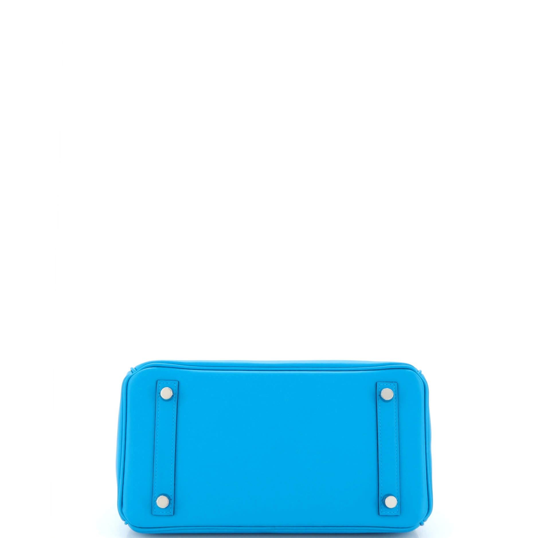 Hermes Birkin Handbag Bleu Frida Swift with Palladium Hardware 25 For Sale 1