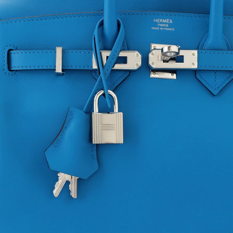 Hermes Birkin 25 Bleu Frida Swift Leather with Silver Palladium Hardware  Blue