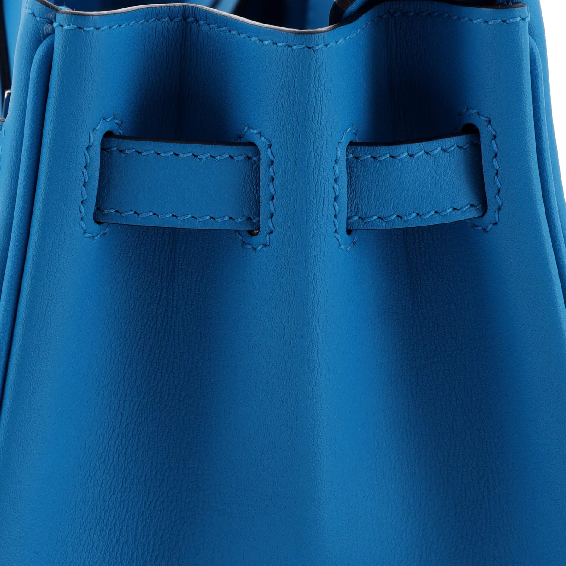 Hermes Birkin Handbag Bleu Frida Swift with Palladium Hardware 25 For Sale 4