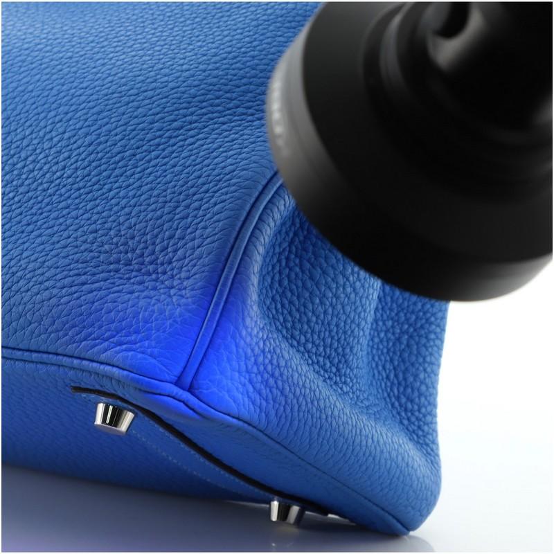 Hermes Birkin Handbag Bleu Hydra Clemence with Palladium Hardware 30 In Fair Condition In NY, NY