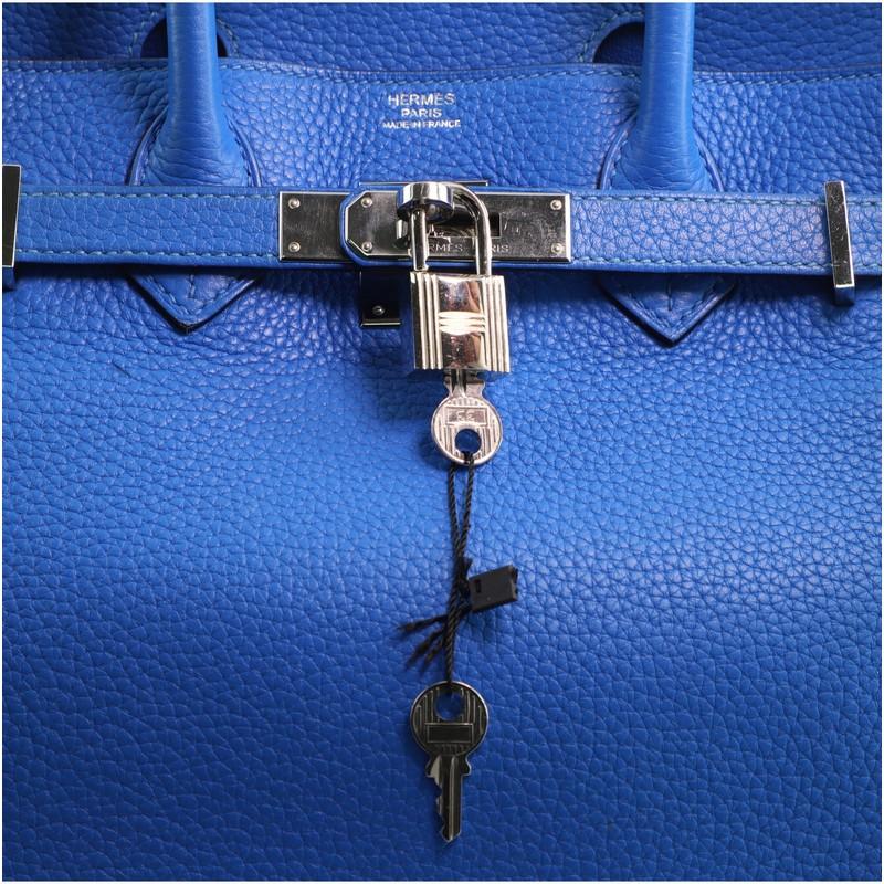 Women's or Men's Hermes Birkin Handbag Bleu Hydra Clemence with Palladium Hardware 30