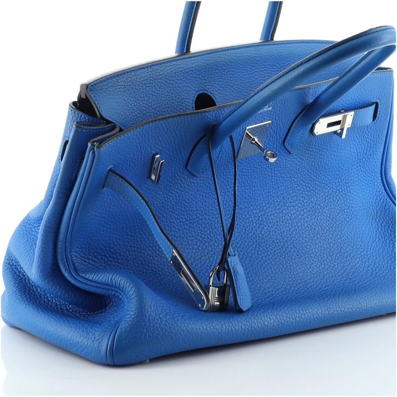 Hermes Birkin Handbag Bleu Hydra Clemence with Palladium Hardware 35 5