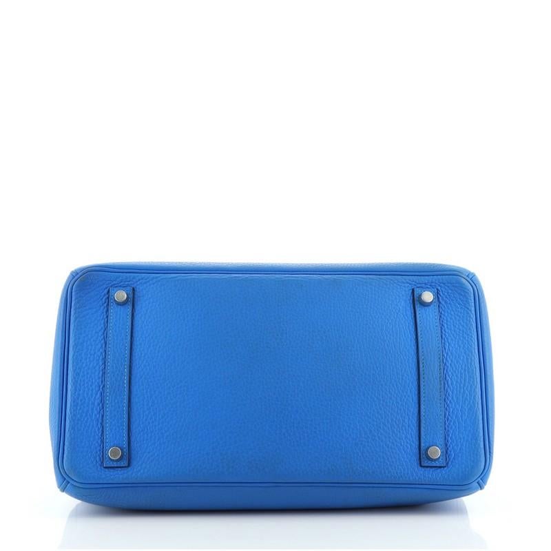 Women's or Men's Hermes Birkin Handbag Bleu Hydra Clemence with Palladium Hardware 35
