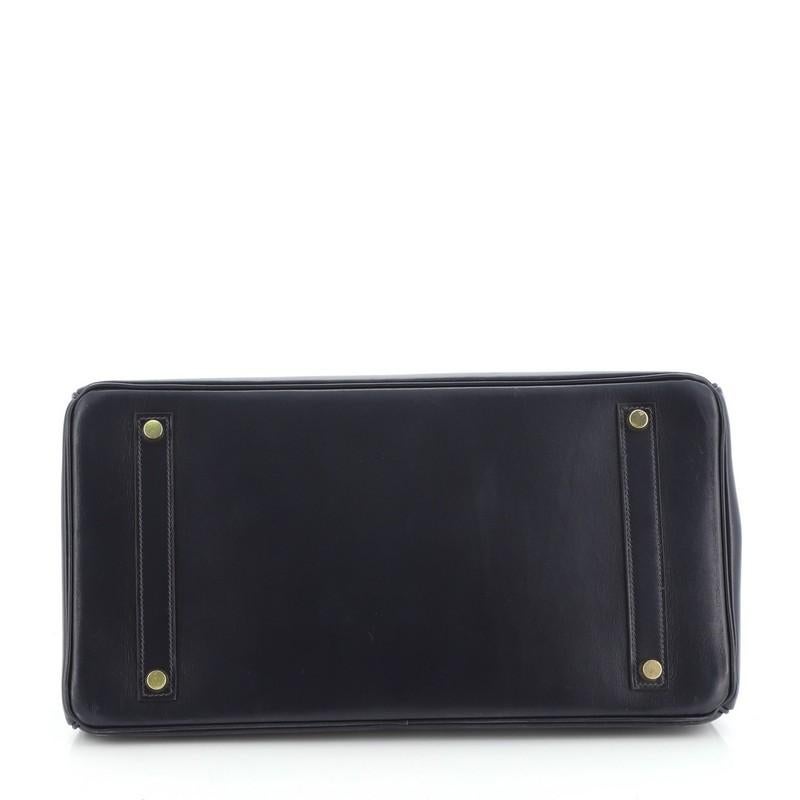 Black Hermes Birkin Handbag Bleu Indigo Box Calf with Gold Hardware 35