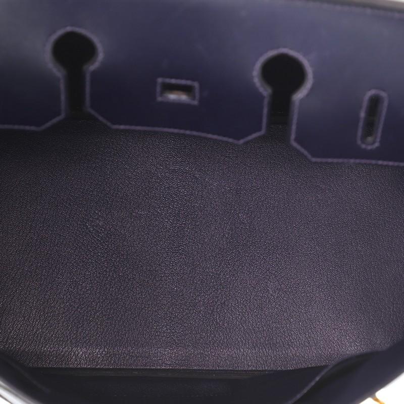 Hermes Birkin Handbag Bleu Indigo Box Calf with Gold Hardware 35 In Good Condition In NY, NY