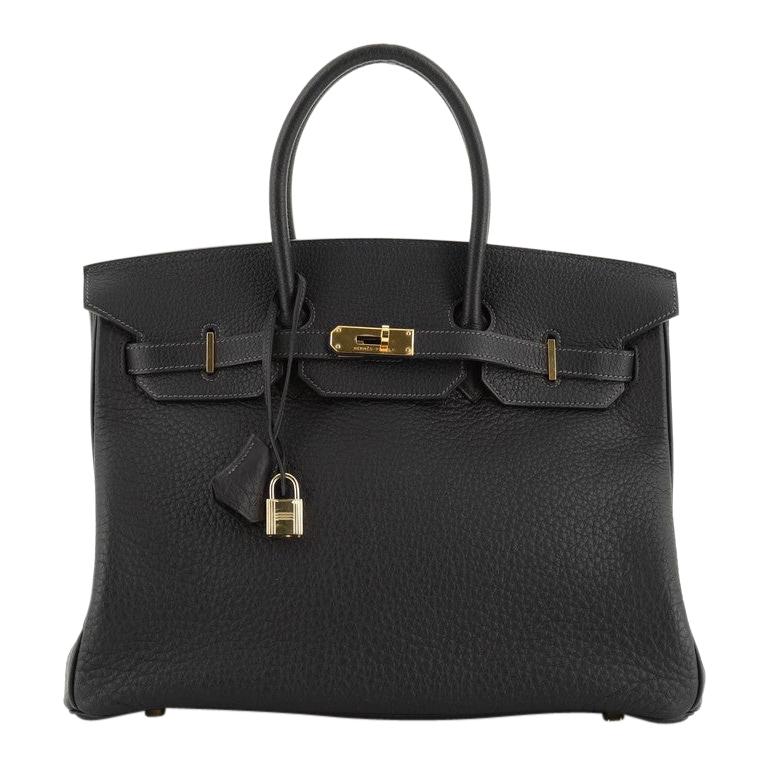 Hermes Birkin Handbag Bleu Indigo Buffalo Skipper With Gold Hardware 35