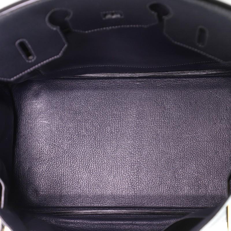 Black Hermes Birkin Handbag Bleu Indigo Chevre de Coromandel with Gold Hardware