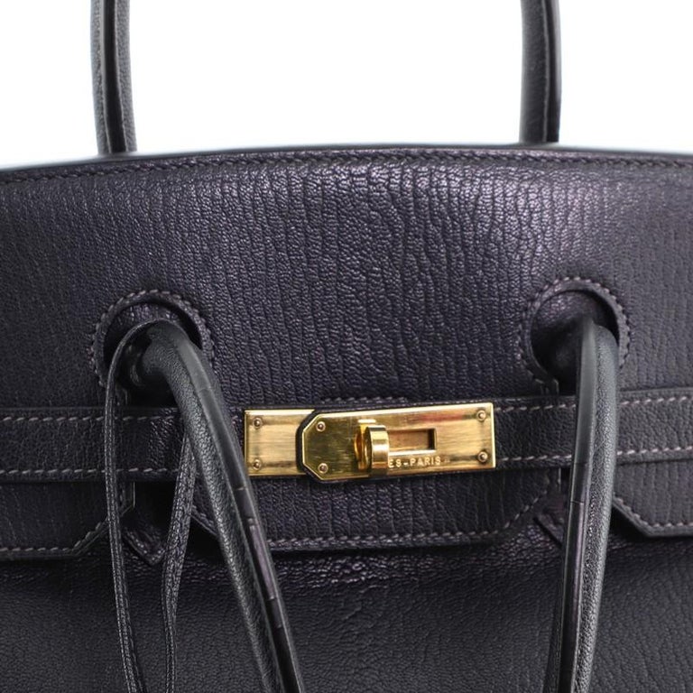 Hermes Birkin Handbag Bleu Indigo Chevre de Coromandel with Gold Hardware  at 1stDibs