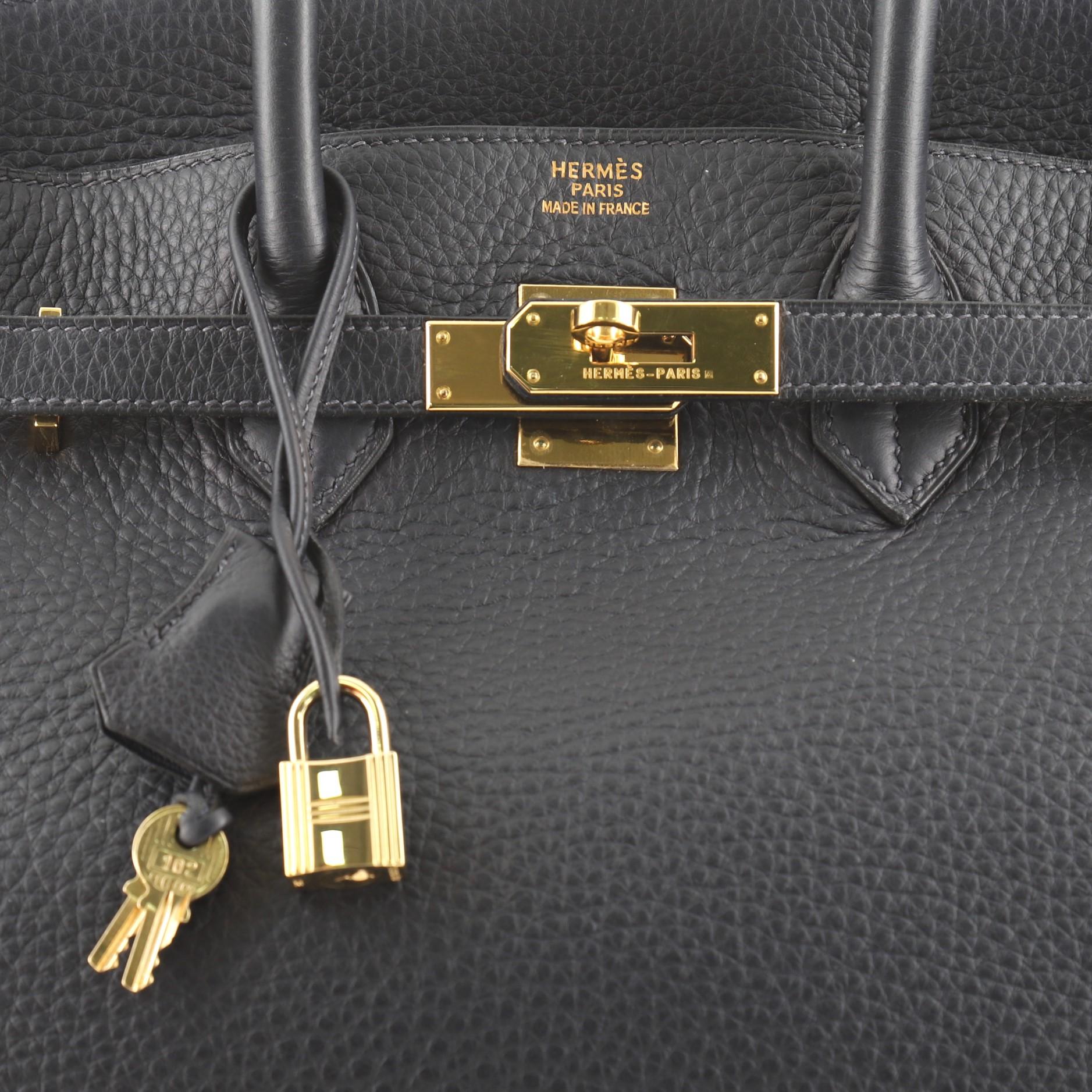 Hermes Birkin Handbag Bleu Indigo Clemence with Gold Hardware 35 1