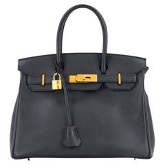 Hermes Birkin Handbag Bleu Indigo Epsom with Gold Hardware 30
